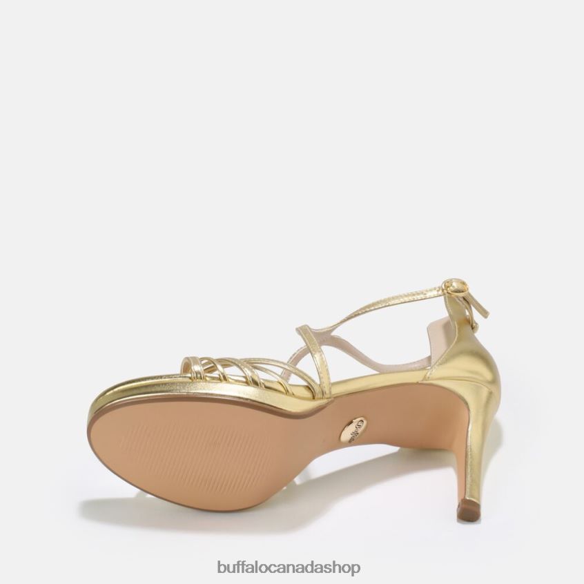 Serena Bow High-Heeled Sandal vegan Gold Buffalo ZL64TZ285 |Sandals