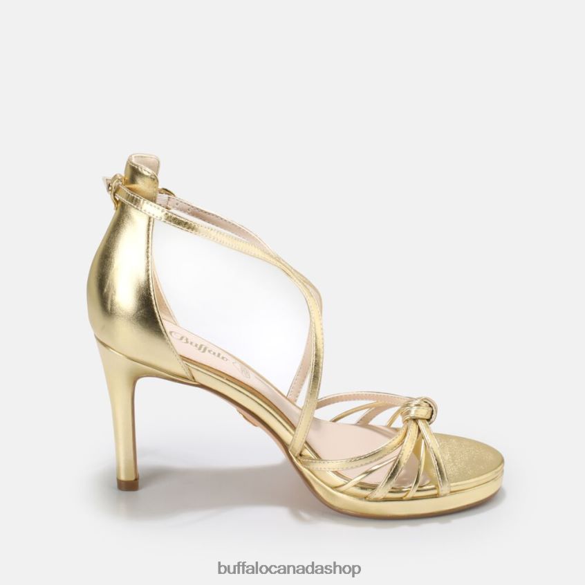 Serena Bow High-Heeled Sandal vegan Gold Buffalo ZL64TZ285 |Sandals