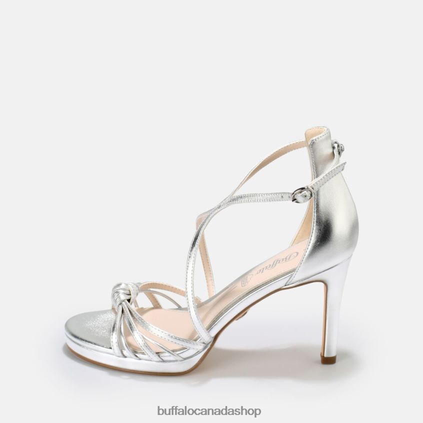 Serena Bow High-Heeled Sandal vegan Silver Buffalo ZL64TZ286 |Sandals