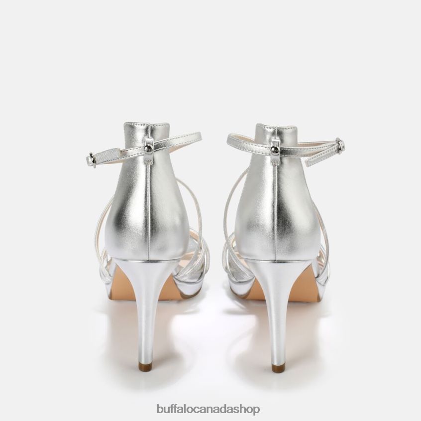 Serena Bow High-Heeled Sandal vegan Silver Buffalo ZL64TZ286 |Sandals