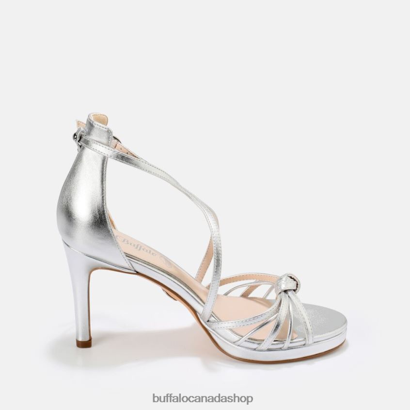 Serena Bow High-Heeled Sandal vegan Silver Buffalo ZL64TZ286 |Sandals