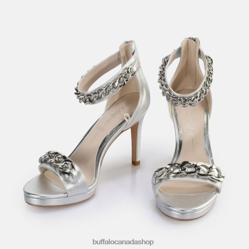 Serena Chain heeled sandal vegan Silver Buffalo ZL64TZ307 |Sandals