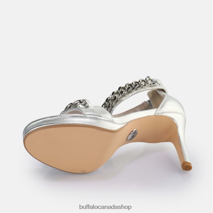 Serena Chain heeled sandal vegan Silver Buffalo ZL64TZ307 |Sandals