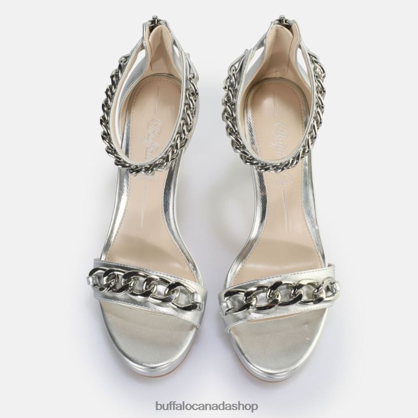 Serena Chain heeled sandal vegan Silver Buffalo ZL64TZ307 |Sandals