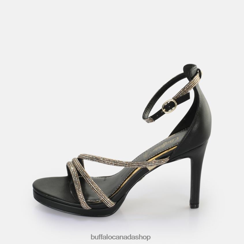 Serena Shine heeled sandal vegan Black/Gold Buffalo ZL64TZ624 |Sandals