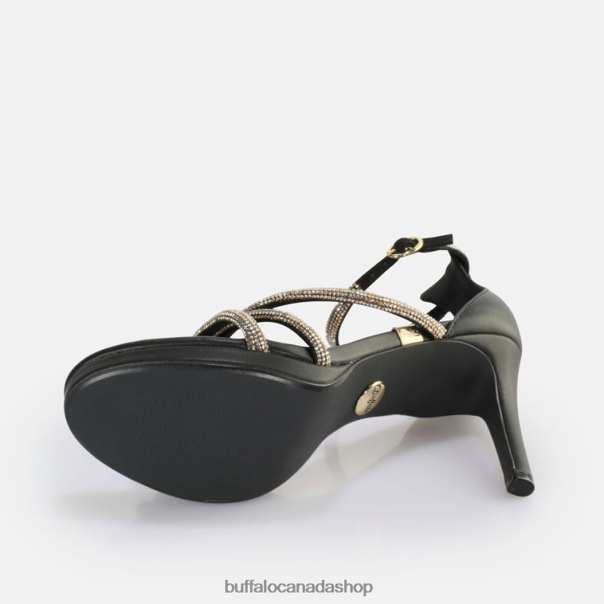 Serena Shine heeled sandal vegan Black/Gold Buffalo ZL64TZ624 |Sandals