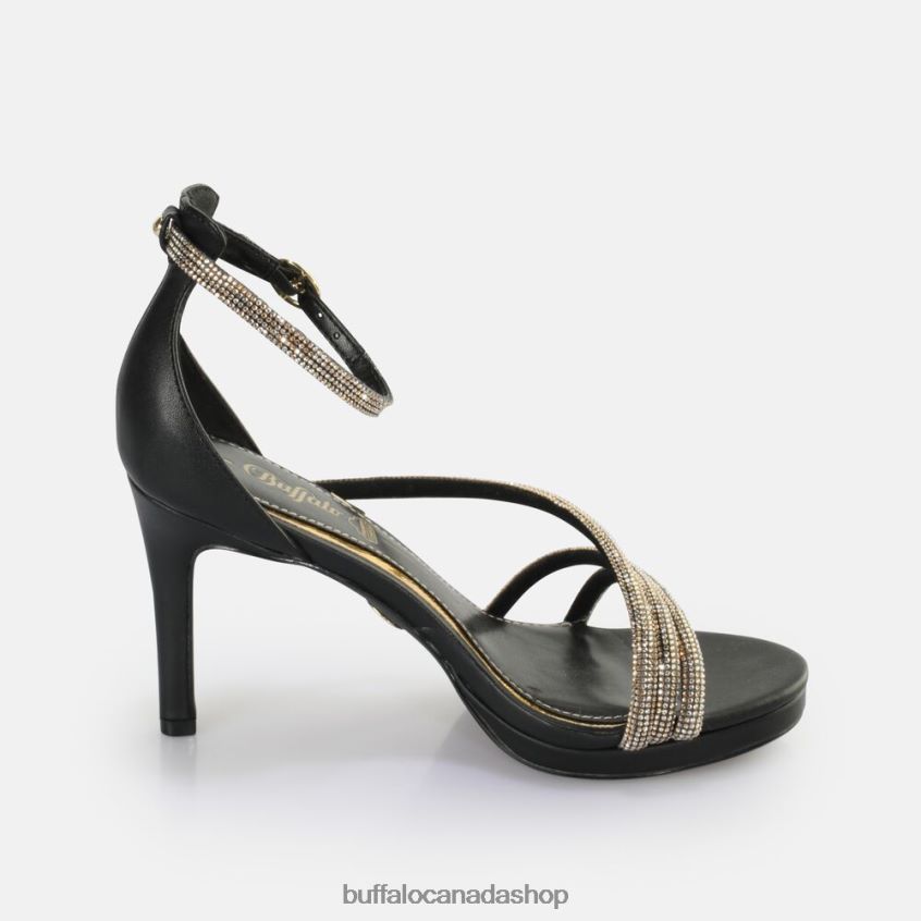 Serena Shine heeled sandal vegan Black/Gold Buffalo ZL64TZ624 |Sandals