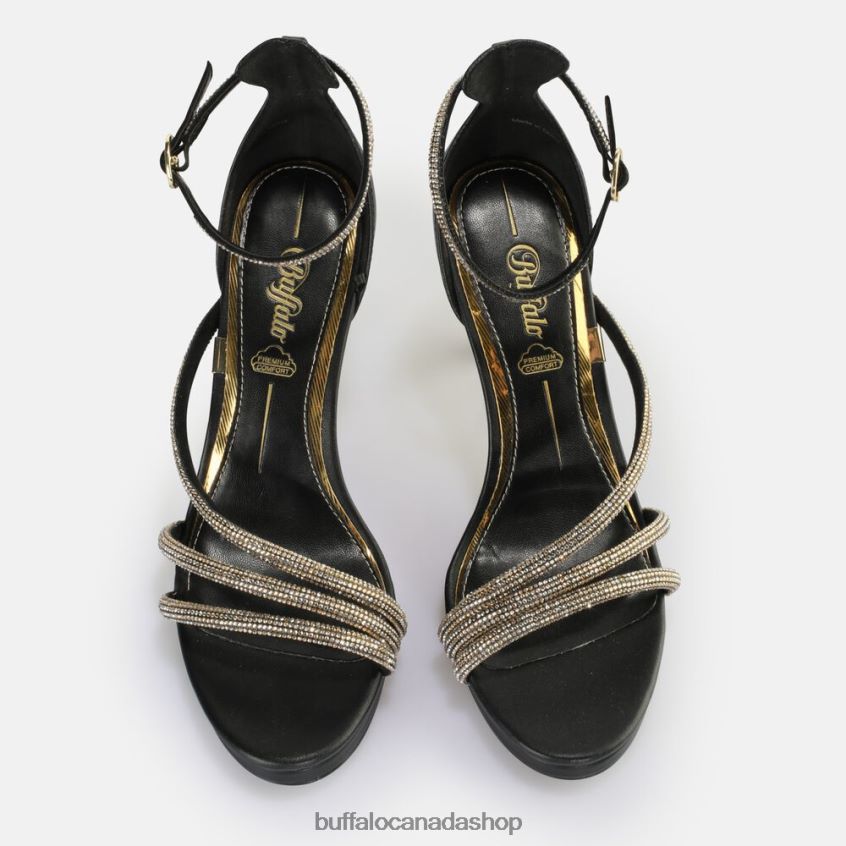 Serena Shine heeled sandal vegan Black/Gold Buffalo ZL64TZ624 |Sandals