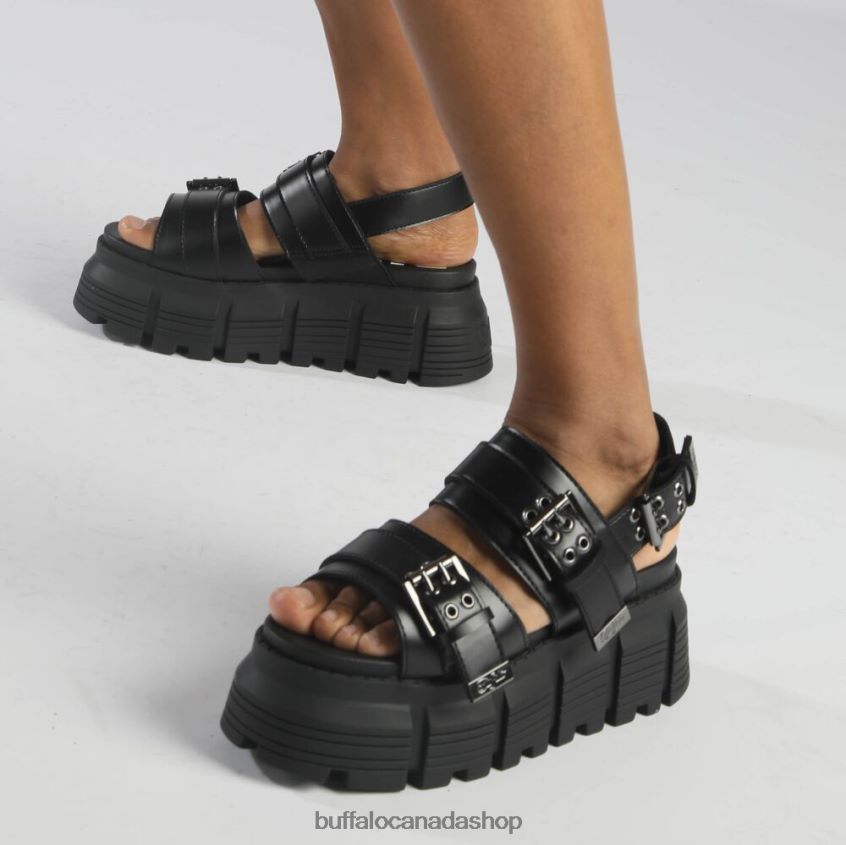 Ava Platform Sandals vegan Black Buffalo ZL64TZ520 |Sandals