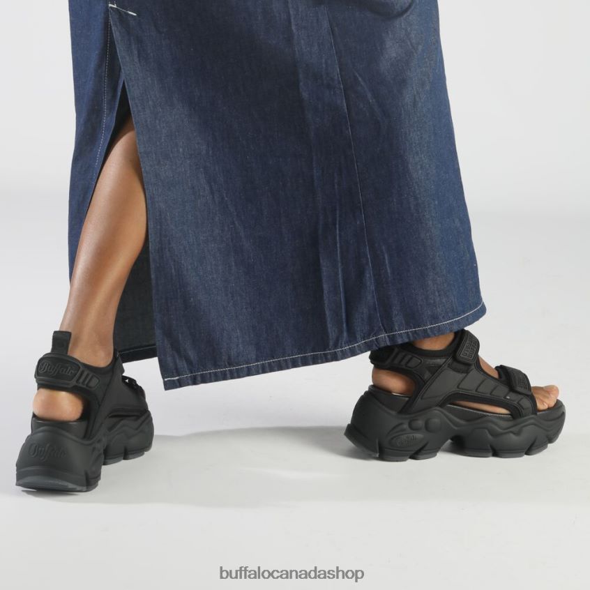 Binary Track Platform Sandal vegan Black Buffalo ZL64TZ80 |Sandals