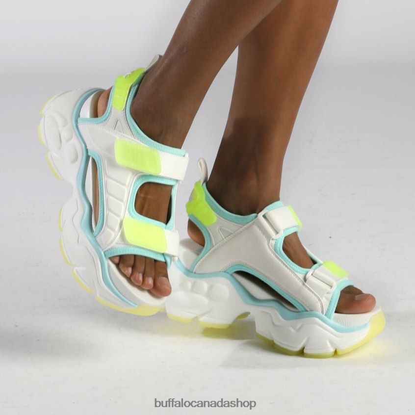 Binary Track Platform Sandal vegan White Neon Buffalo ZL64TZ327 |Sandals