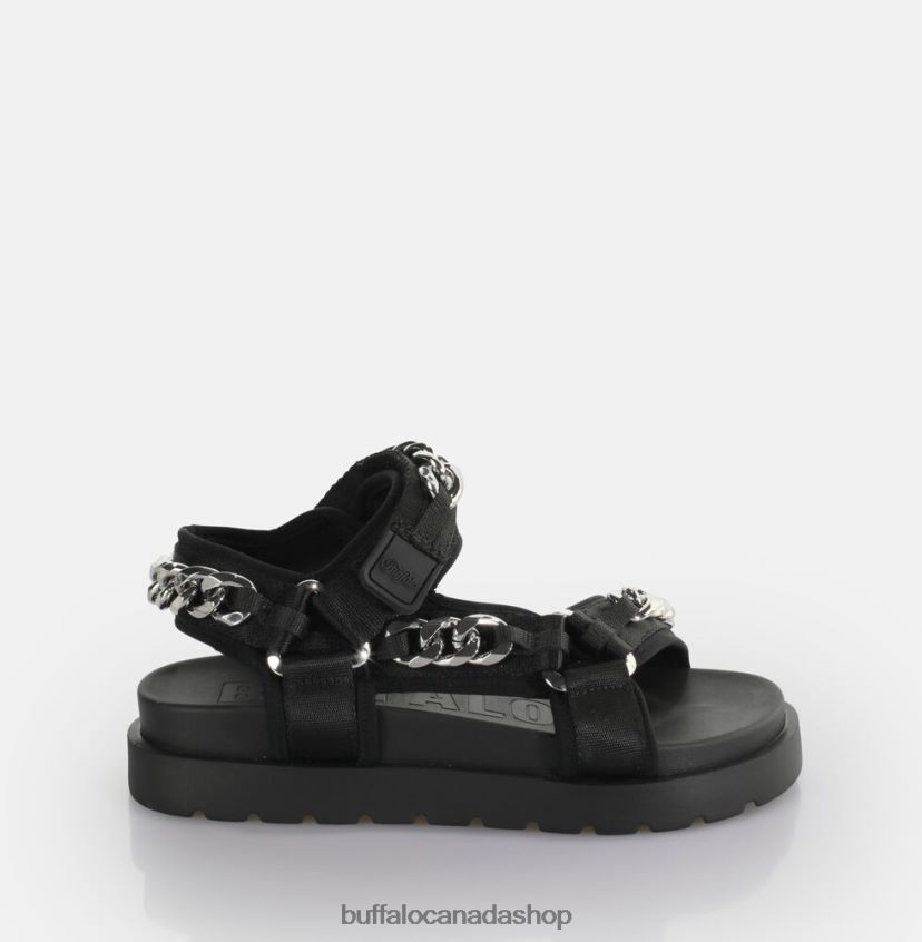 Eve Track C Platform Slide vegan Black/Silver Buffalo ZL64TZ384 |Sandals