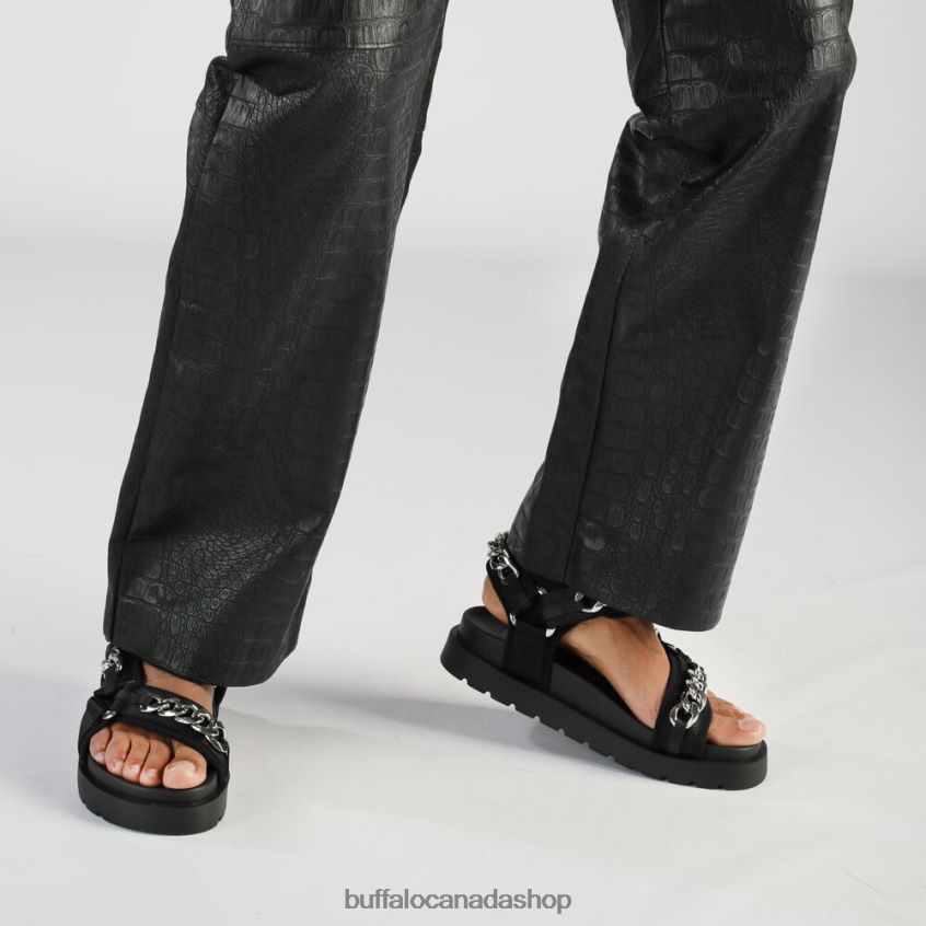 Eve Track C Platform Slide vegan Black/Silver Buffalo ZL64TZ384 |Sandals