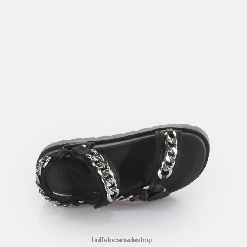 Eve Track C Platform Slide vegan Black/Silver Buffalo ZL64TZ384 |Sandals