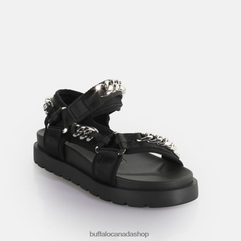 Eve Track C Platform Slide vegan Black/Silver Buffalo ZL64TZ384 |Sandals