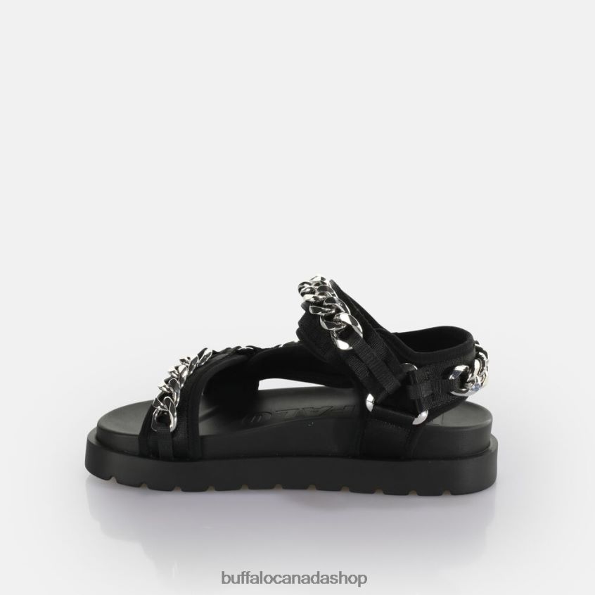 Eve Track C Platform Slide vegan Black/Silver Buffalo ZL64TZ384 |Sandals