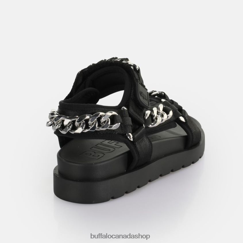 Eve Track C Platform Slide vegan Black/Silver Buffalo ZL64TZ384 |Sandals