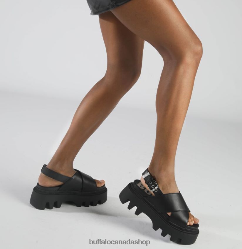 Flora Cross Platform Sandals vegan Black Buffalo ZL64TZ164 |Sandals