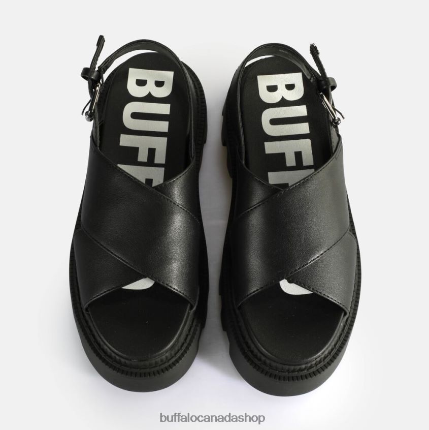 Flora Cross Platform Sandals vegan Black Buffalo ZL64TZ164 |Sandals