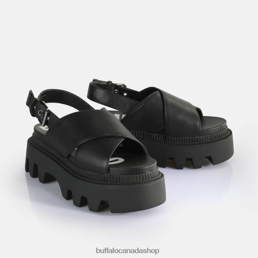 Flora Cross Platform Sandals vegan Black Buffalo ZL64TZ164 |Sandals