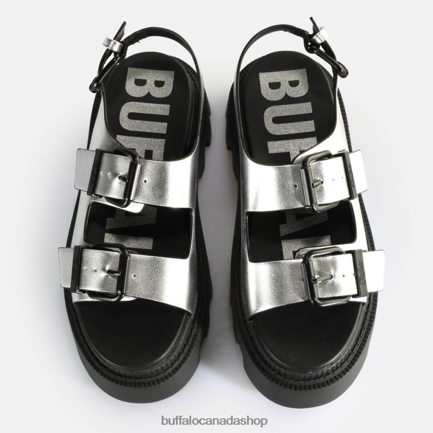 Flora On Platform Sandals vegan Silver Buffalo ZL64TZ108 |Sandals