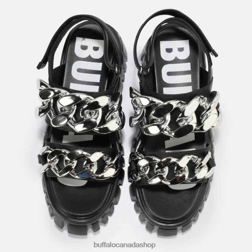 Lion Chain platform sandal vegan Black Buffalo ZL64TZ902 |Sandals