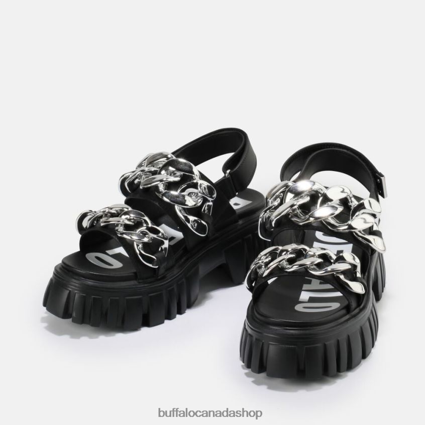 Lion Chain platform sandal vegan Black Buffalo ZL64TZ902 |Sandals
