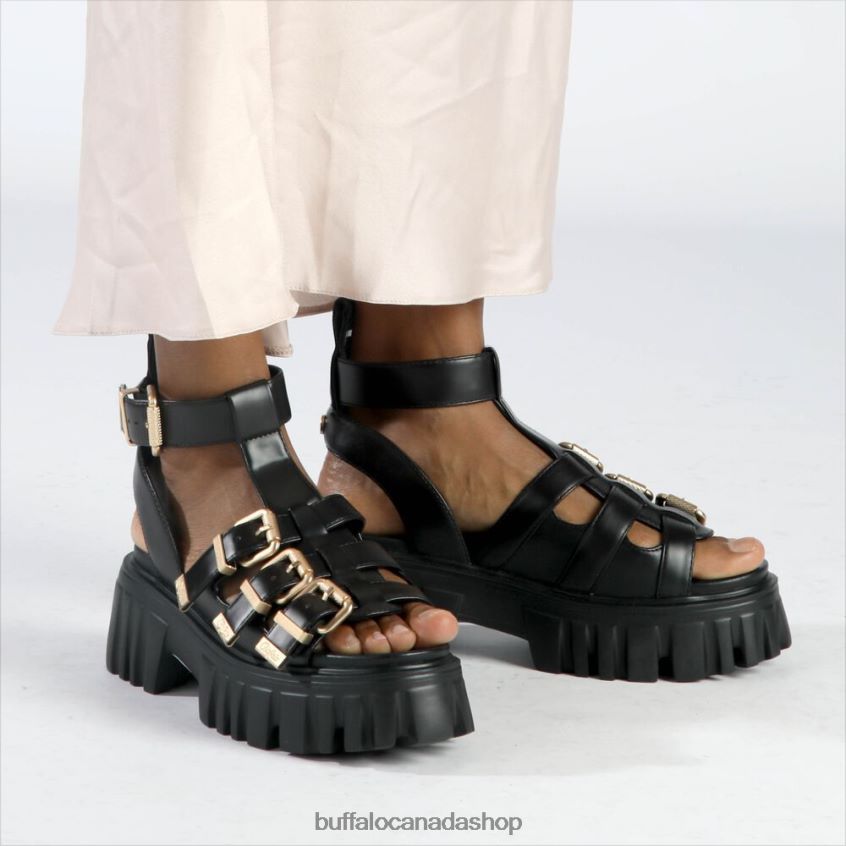 Lion Teeth Platform Sandals vegan Black Buffalo ZL64TZ159 |Sandals
