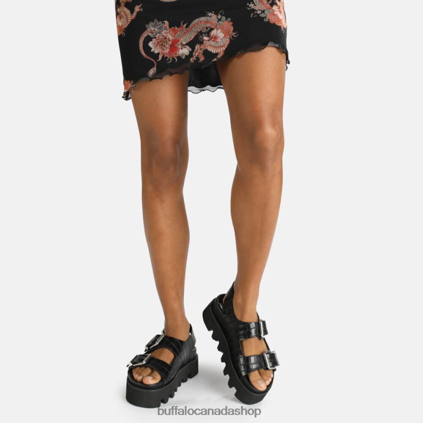 Perry On platform sandals vegan Black Buffalo ZL64TZ850 |Sandals