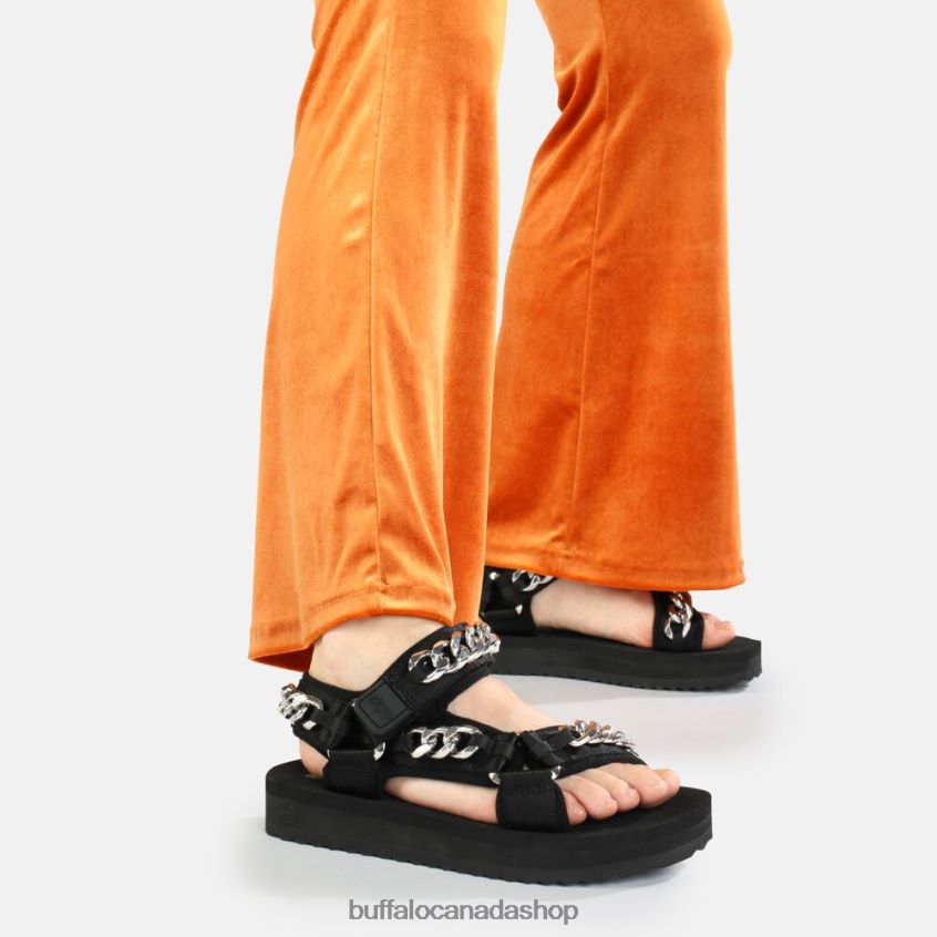 Sage Chain platform sandals vegan Black Buffalo ZL64TZ922 |Sandals