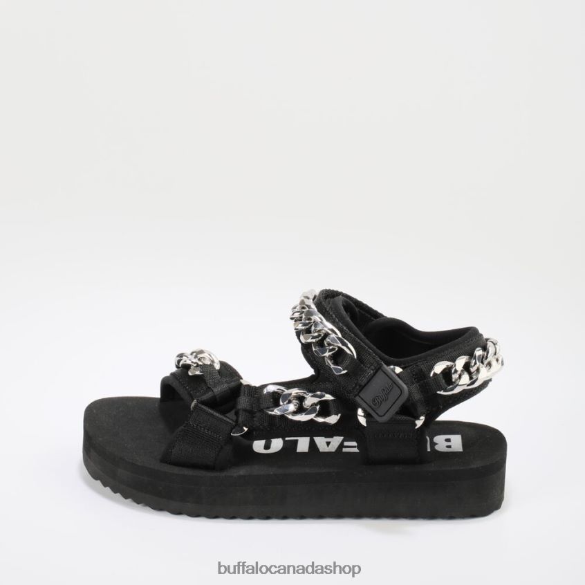 Sage Chain platform sandals vegan Black Buffalo ZL64TZ922 |Sandals