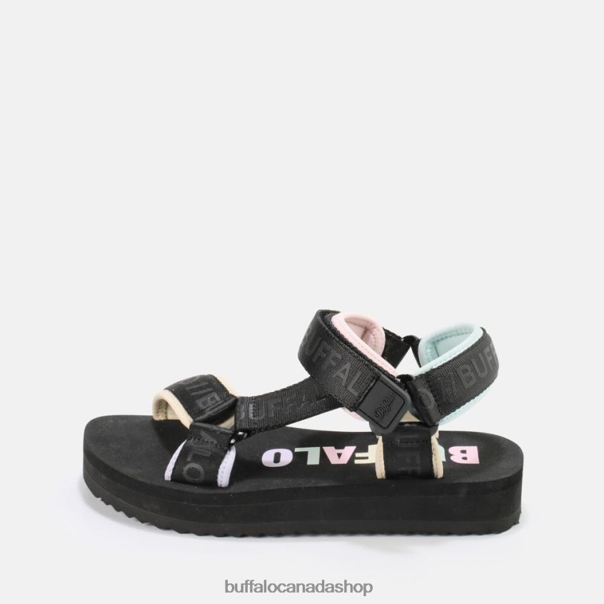 Sage Track platform sandals vegan Black/Multi Buffalo ZL64TZ741 |Sandals