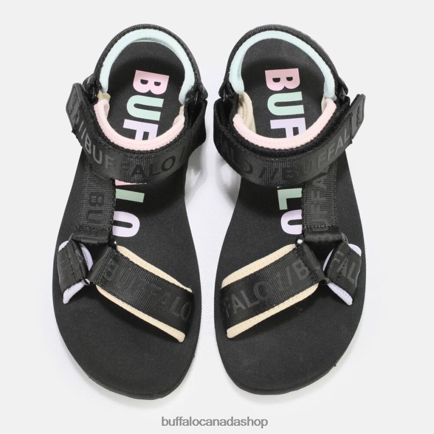 Sage Track platform sandals vegan Black/Multi Buffalo ZL64TZ741 |Sandals