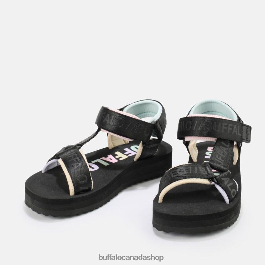 Sage Track platform sandals vegan Black/Multi Buffalo ZL64TZ741 |Sandals