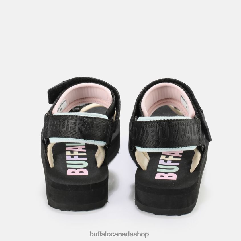 Sage Track platform sandals vegan Black/Multi Buffalo ZL64TZ741 |Sandals