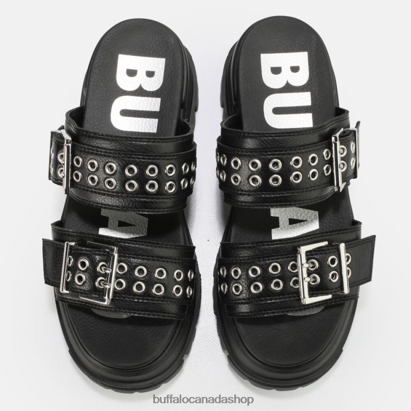 Aspha Loop platform sandals vegan Black Buffalo ZL64TZ886 |Slides