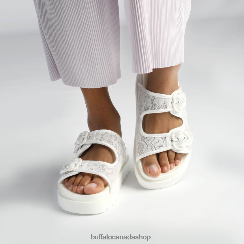 Elly Slide Platform Slides vegan White Buffalo ZL64TZ832 |Slides