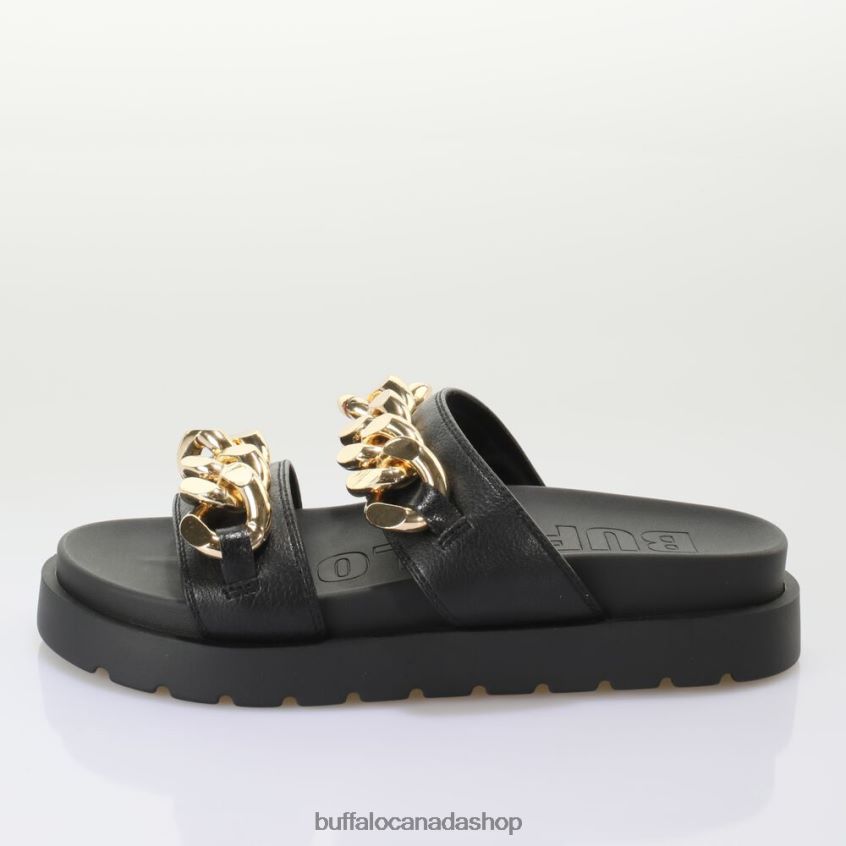 Eve Loop Platform Slide vegan Black/Gold Buffalo ZL64TZ833 |Slides