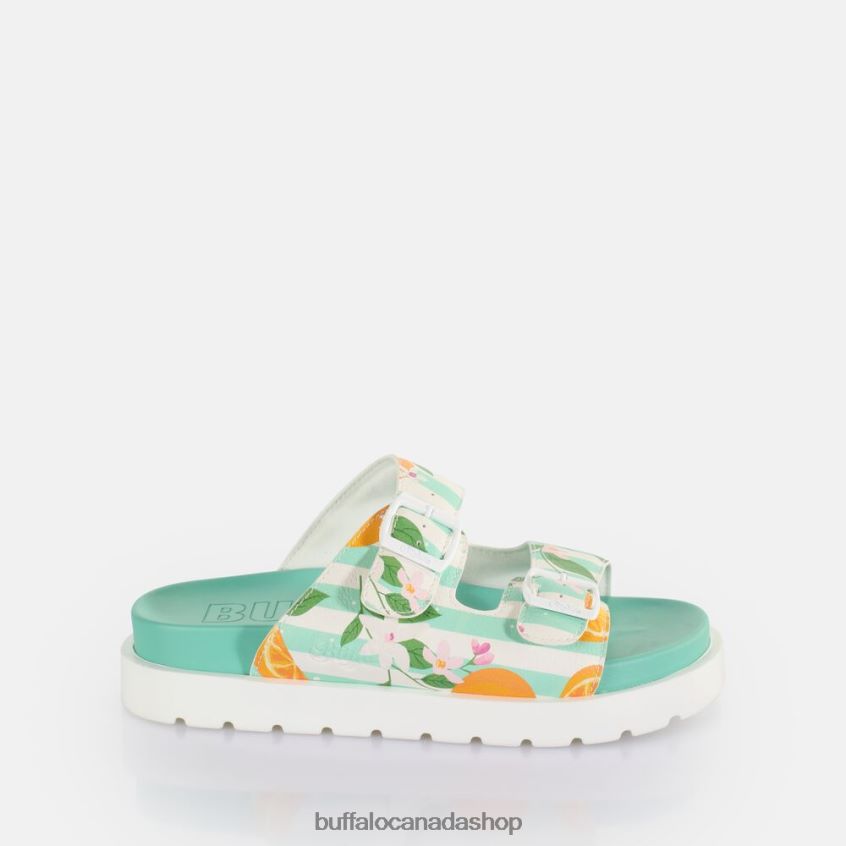 Eve Sol Platform Slide vegan Green/Orange Buffalo ZL64TZ291 |Slides