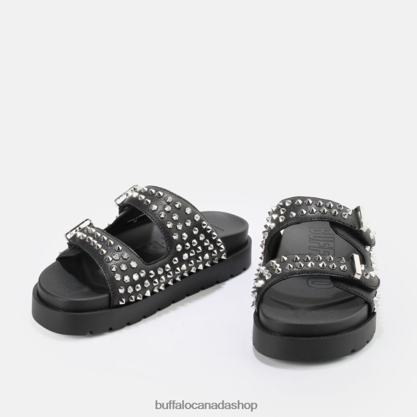 Eve Stud platform sandals vegan Black Buffalo ZL64TZ673 |Slides