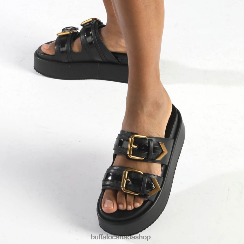 Noa Ari Platform Sandals vegan Black Buffalo ZL64TZ18 |Slides