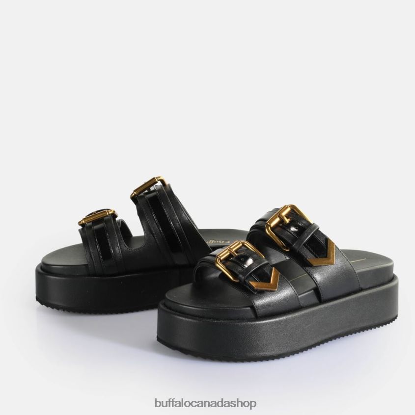 Noa Ari Platform Sandals vegan Black Buffalo ZL64TZ18 |Slides