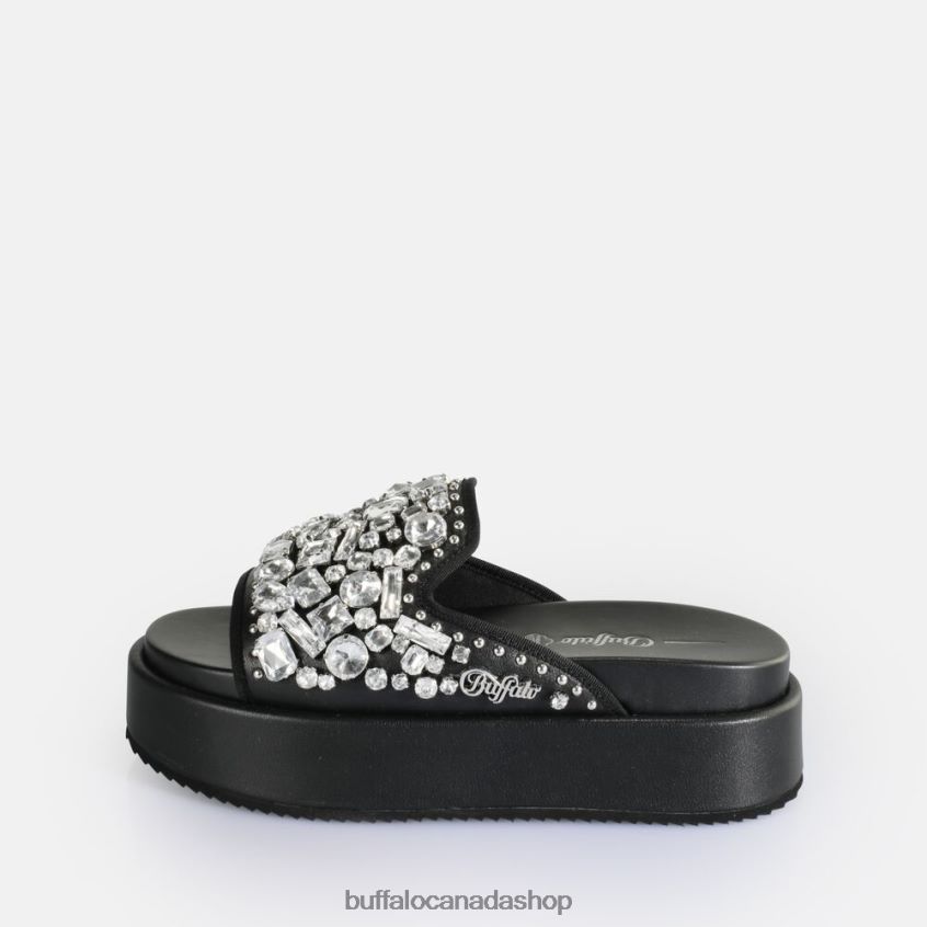 Noa Glam Slide Platform Sandals vegan Black Buffalo ZL64TZ60 |Slides