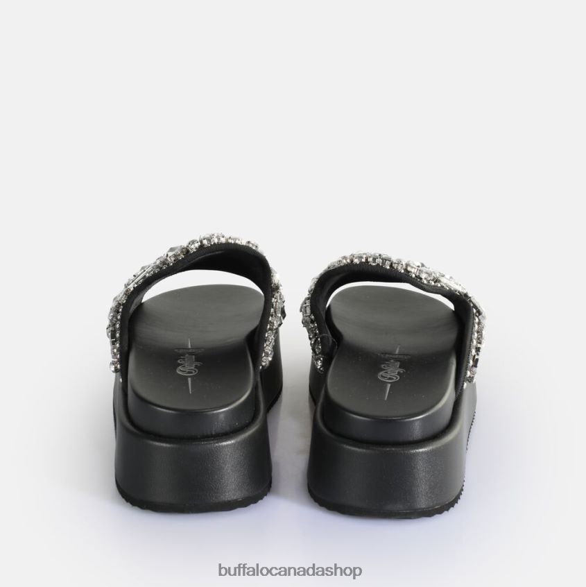 Noa Glam Slide Platform Sandals vegan Black Buffalo ZL64TZ60 |Slides