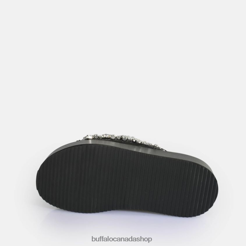 Noa Glam Slide Platform Sandals vegan Black Buffalo ZL64TZ60 |Slides