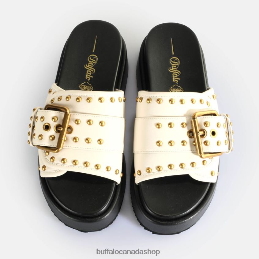 Noa Rock Slide Platform Sandals vegan Cream Buffalo ZL64TZ157 |Slides