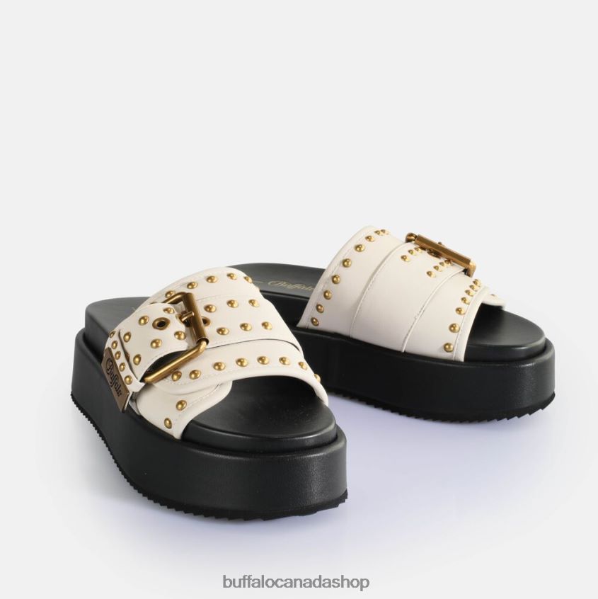 Noa Rock Slide Platform Sandals vegan Cream Buffalo ZL64TZ157 |Slides