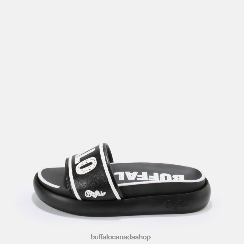 Rey slide vegan Black/White Buffalo ZL64TZ730 |Slides