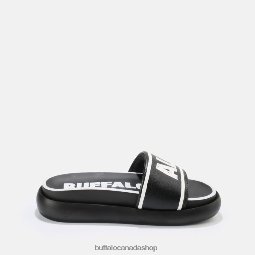 Rey slide vegan Black/White Buffalo ZL64TZ730 |Slides