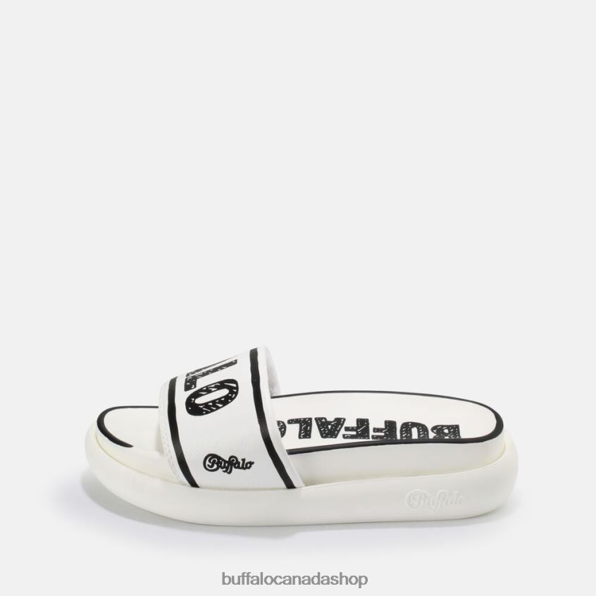 Rey slide vegan White/Black Buffalo ZL64TZ874 |Slides